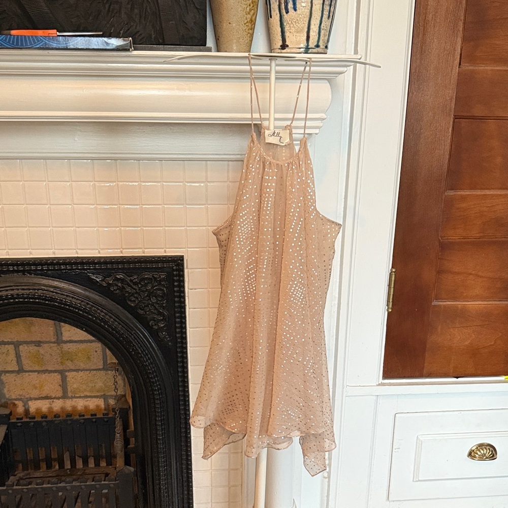 Milly of New York Sparkling Beige strappy shimmer‎ blouse- worn twice